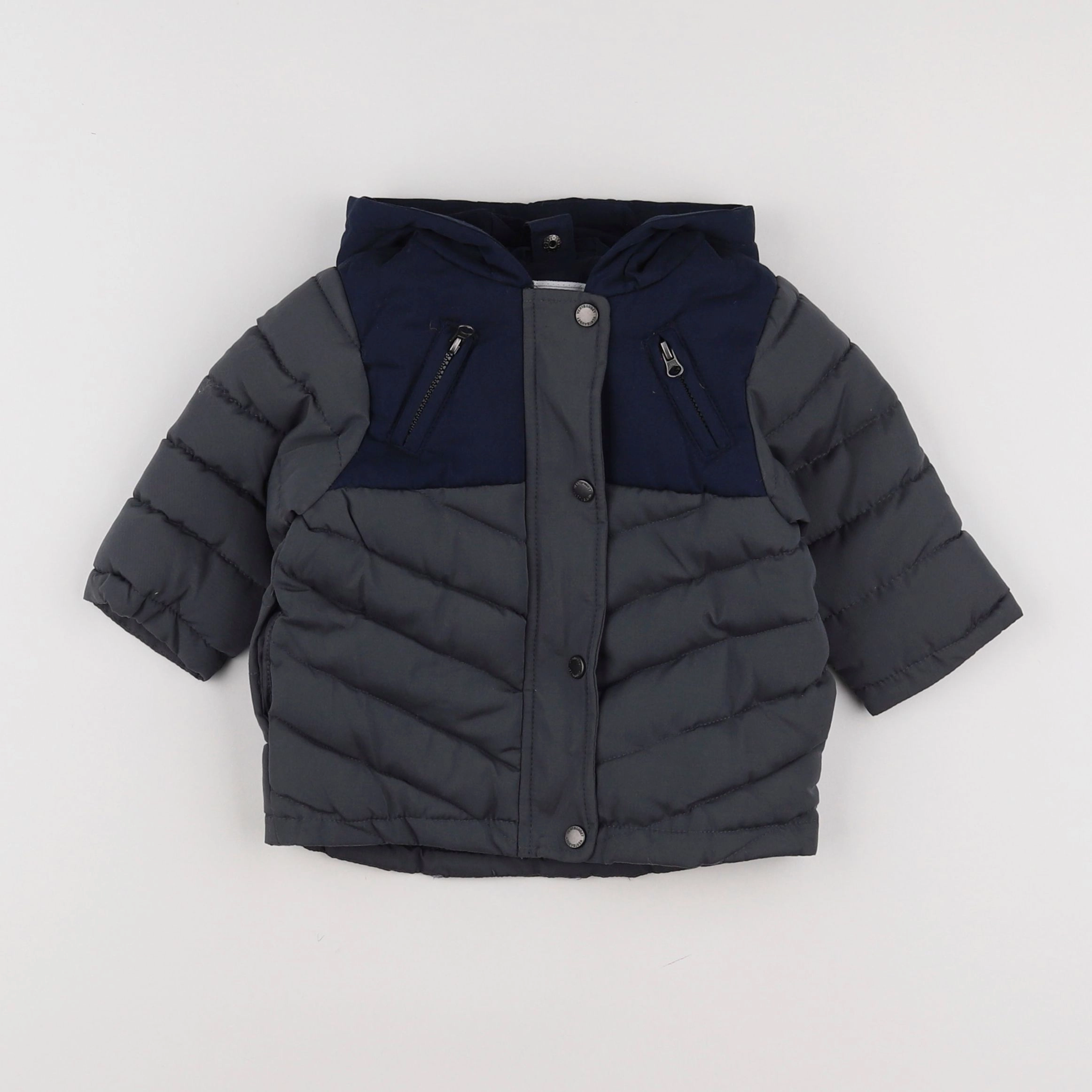 Vertbaudet - doudoune gris, bleu - 6 mois